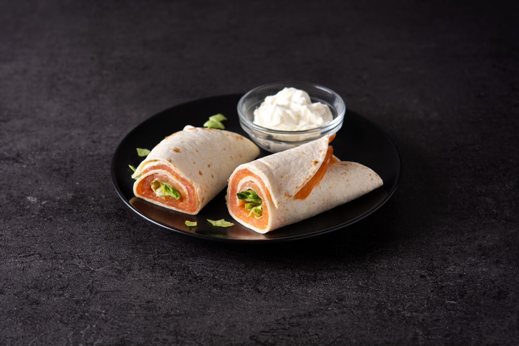 wrap saumon faisselle salade