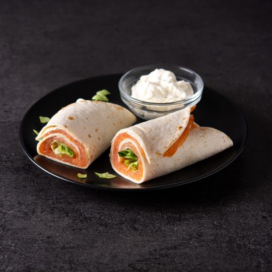 wrap saumon faisselle salade